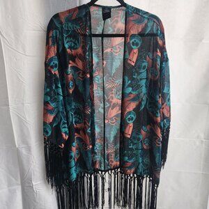 Disney Nightmare Before Christmas Chiffon Fringe Kimono, Torrid, Size 1